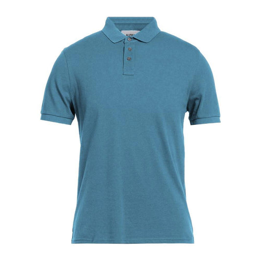 Alpha Studio Light Blue Cotton Men Polo Shirt