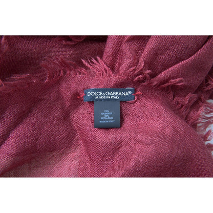 Dolce & Gabbana Maroon Cashmere Knit Wrap Shawl Fringe Scarf