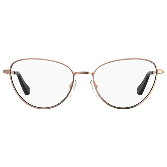 Love Moschino Gold Metal Frames with clear lenses, model MOL551-DDB, size 53/16/140mm, stylish eyewear for women.