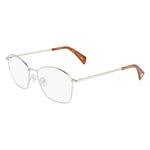 Lanvin Yellow Metal Frames eyeglasses for women LNV2103-722 with metal design, yellow color, and 54/16/140mm dimensions.