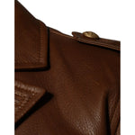 Dolce & Gabbana Brown Calfskin Leather Button Down Jacket
