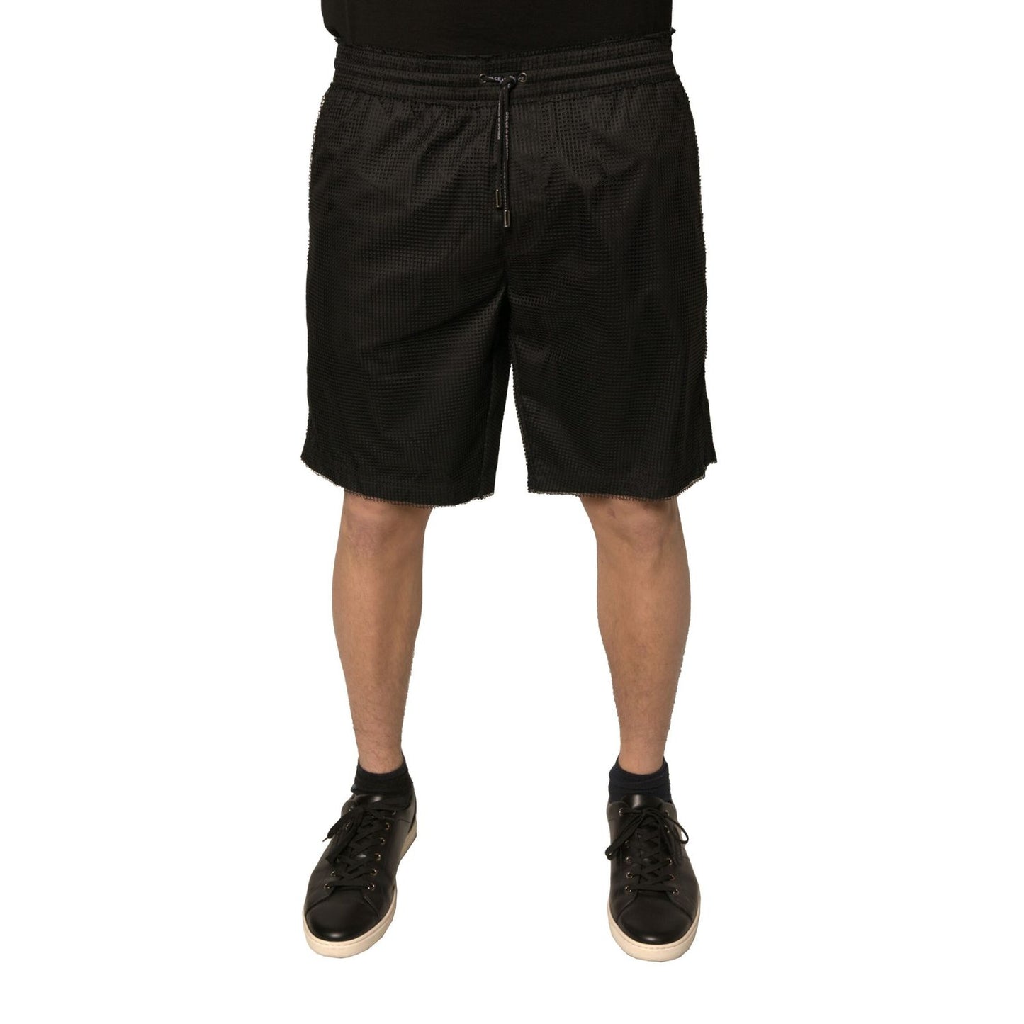 Dolce & Gabbana Black Polyester Jersey Mid Waist Shorts