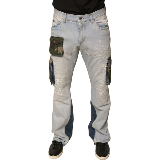 Dolce & Gabbana Light Blue Cotton Cargo Straight Denim Jeans