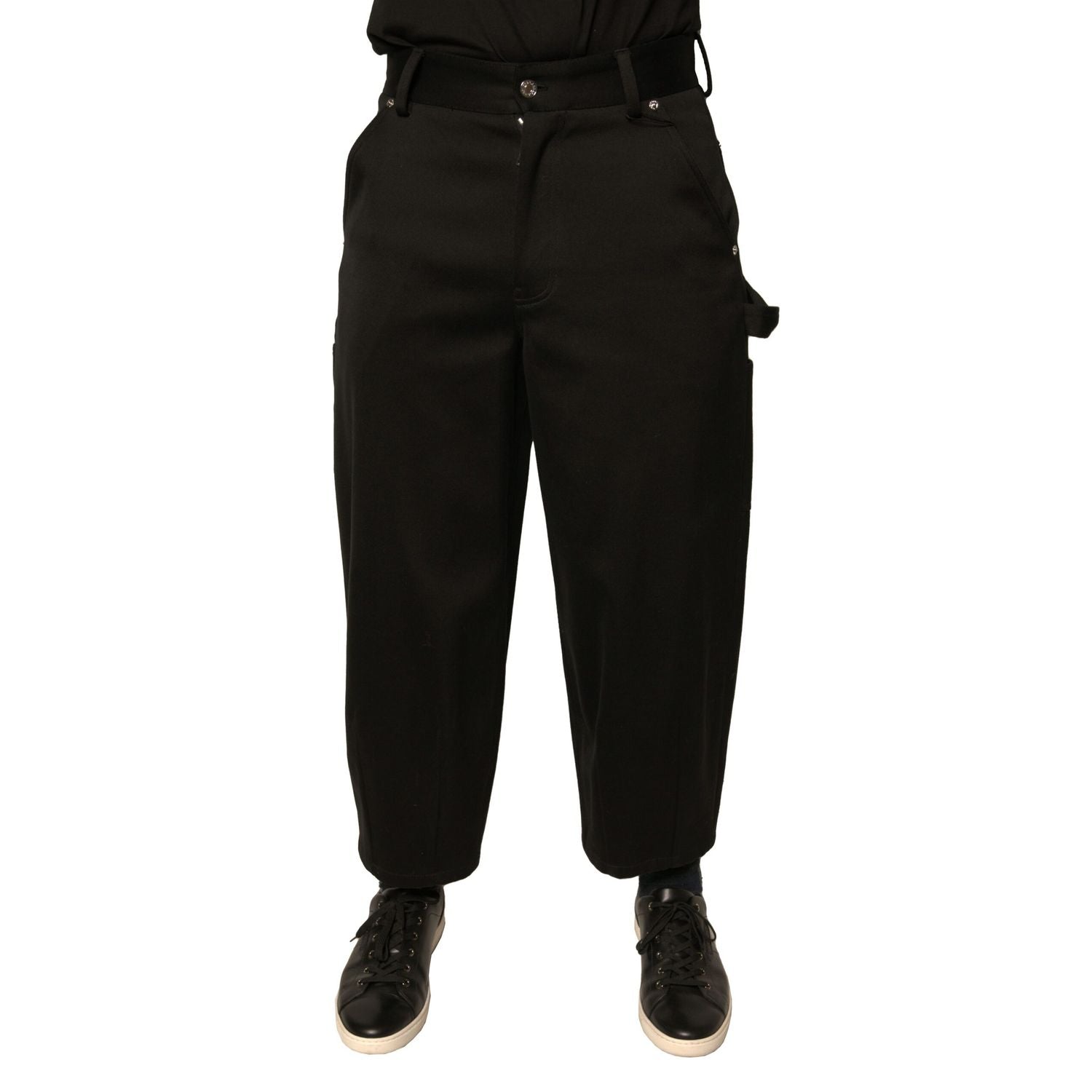 Dolce & Gabbana Black Cotton Mid Waist Cropped Pants
