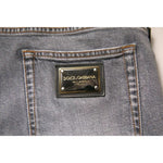 Dolce & Gabbana Gray Logo Cotton Stretch Skinny Denim Jeans