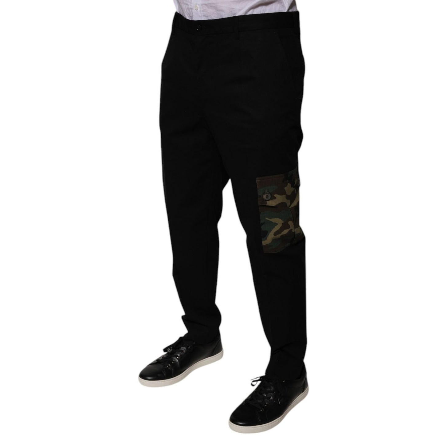 Dolce & Gabbana Black Cotton Men Cargo Casual Pants
