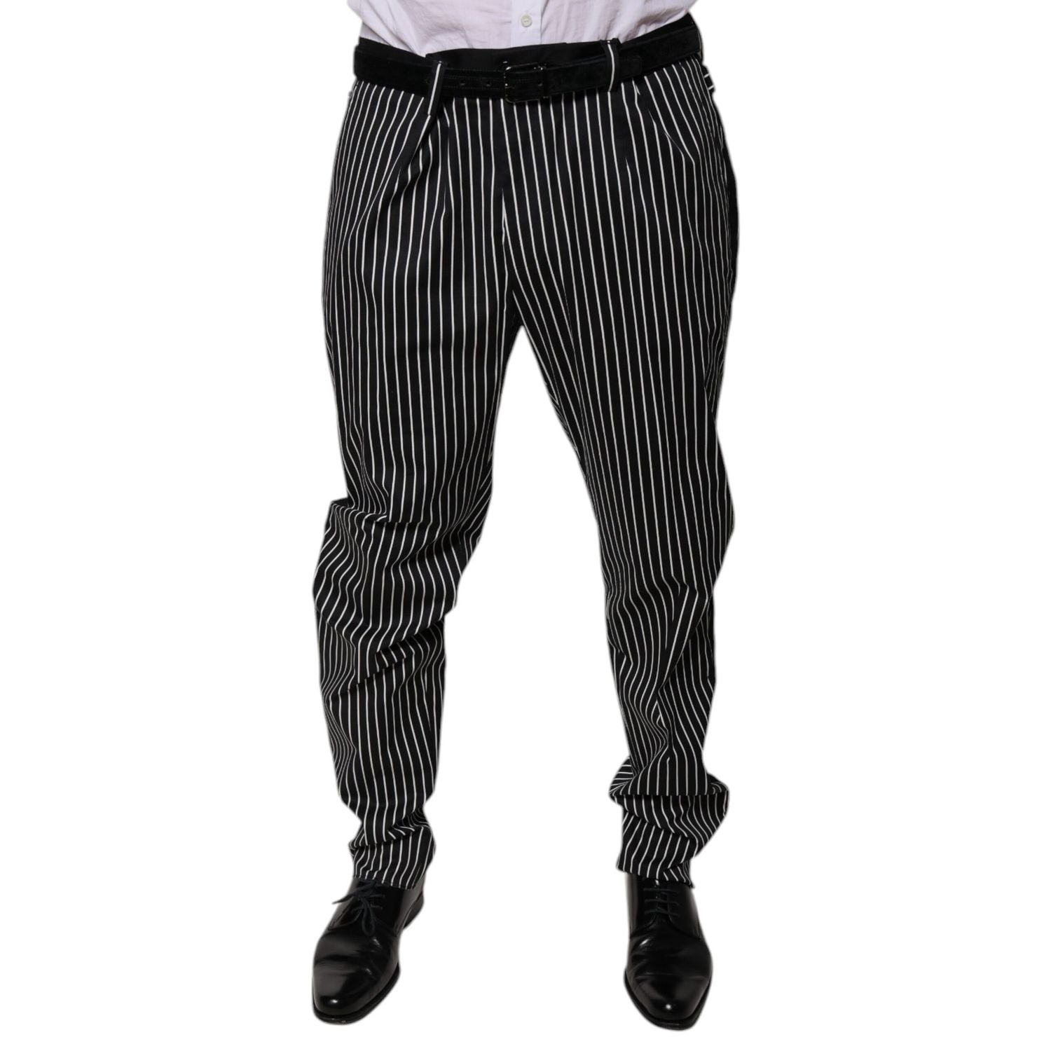 Dolce & Gabbana Black Stripes Skinny Dress Pants
