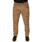 Dolce & Gabbana Brown Tattered Cotton Skinny Denim Jeans PAN75766-52