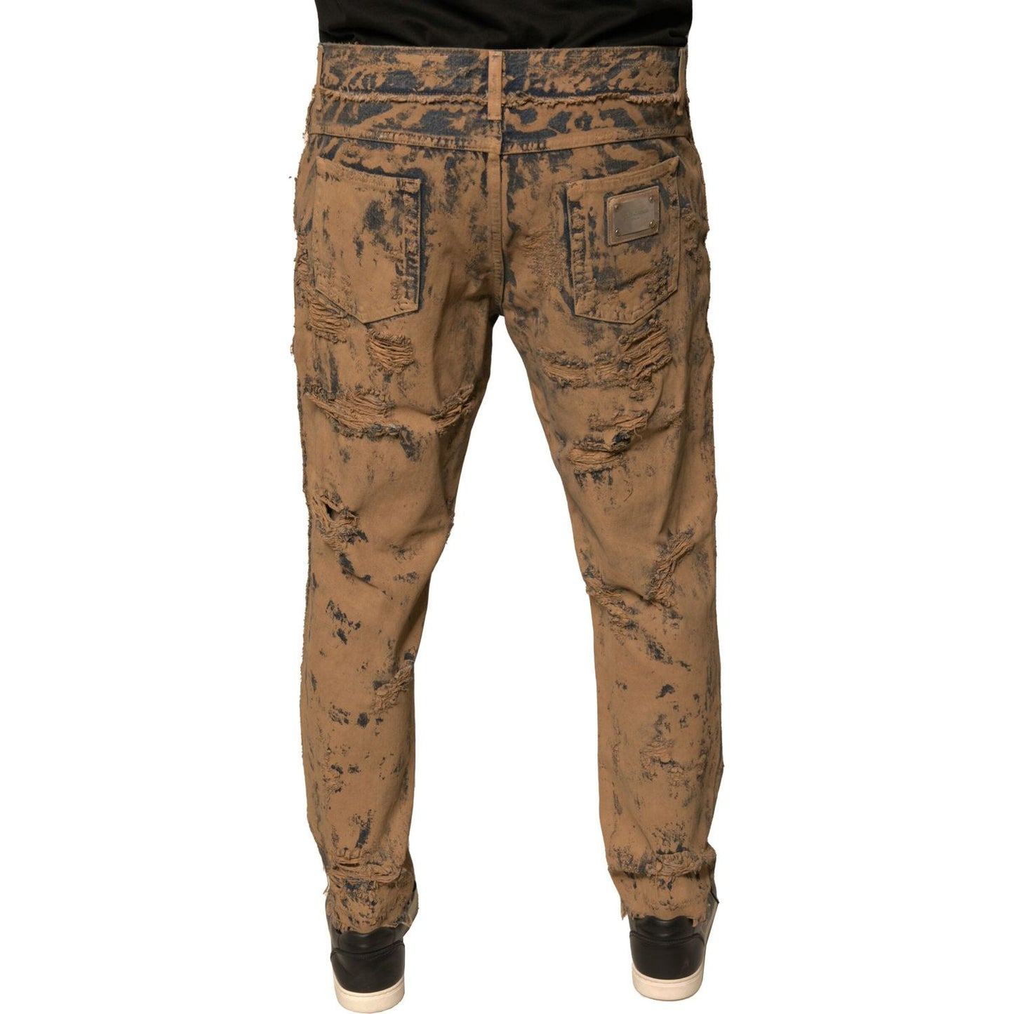 Dolce & Gabbana Brown Tattered Cotton Skinny Denim Jeans PAN75766-52