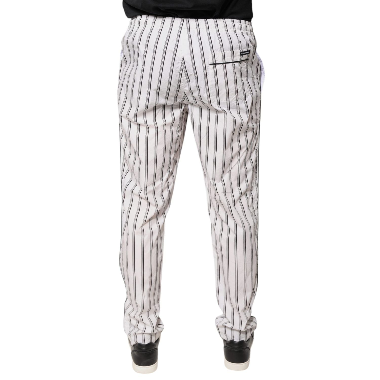 Dolce & Gabbana White Stripes Cotton Skinny Dress Pants