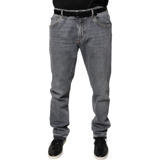 Dolce & Gabbana Gray Logo Cotton Stretch Skinny Denim Jeans PAN75820-56