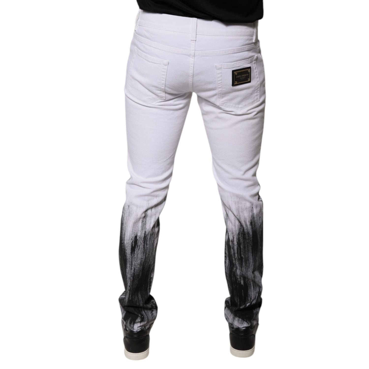 Dolce & Gabbana Black White Logo Cotton Skinny Denim Jeans