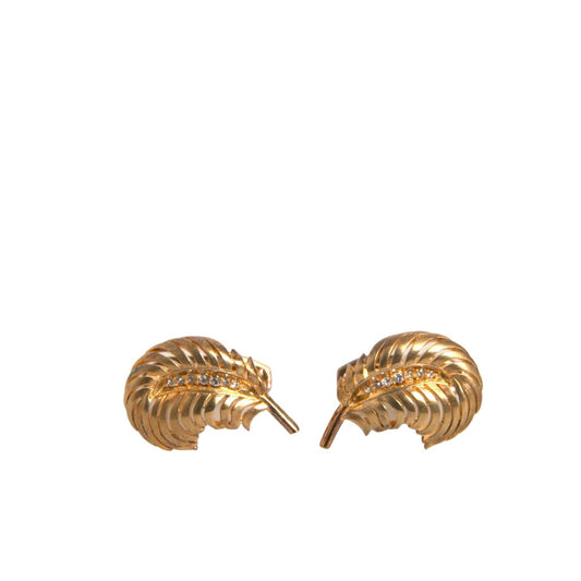 Dolce & Gabbana Gold 925 Sterling Silver Crystal Leaf Cufflink SMY10415