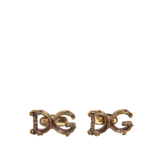 Dolce & Gabbana Gold Tone 925 Sterling Silver DG Logo Cufflink SMY10537