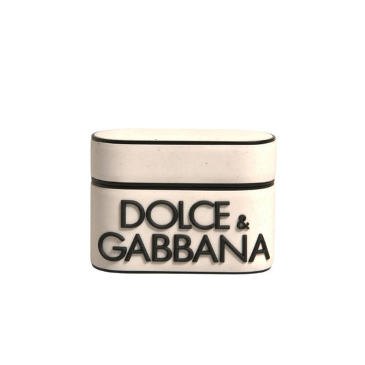 Dolce & Gabbana White PVC Embossed Logo Plaque Holder Airpods Case SMY10620