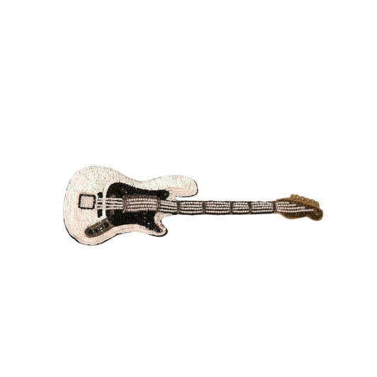 Dolce & Gabbana Gold Brass Beaded Guitar Pin Brooch SMY10577