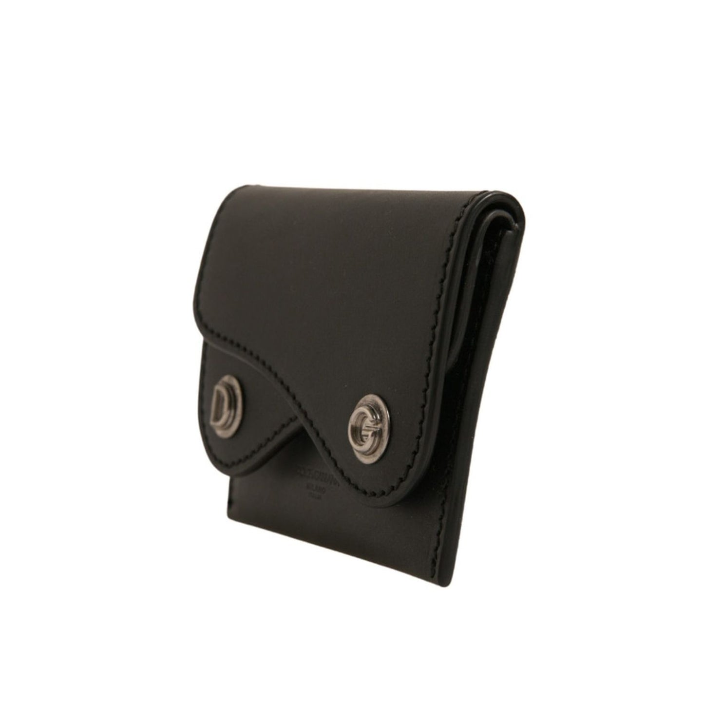 Dolce & Gabbana Black Leather Card Case Keychain Key Holder