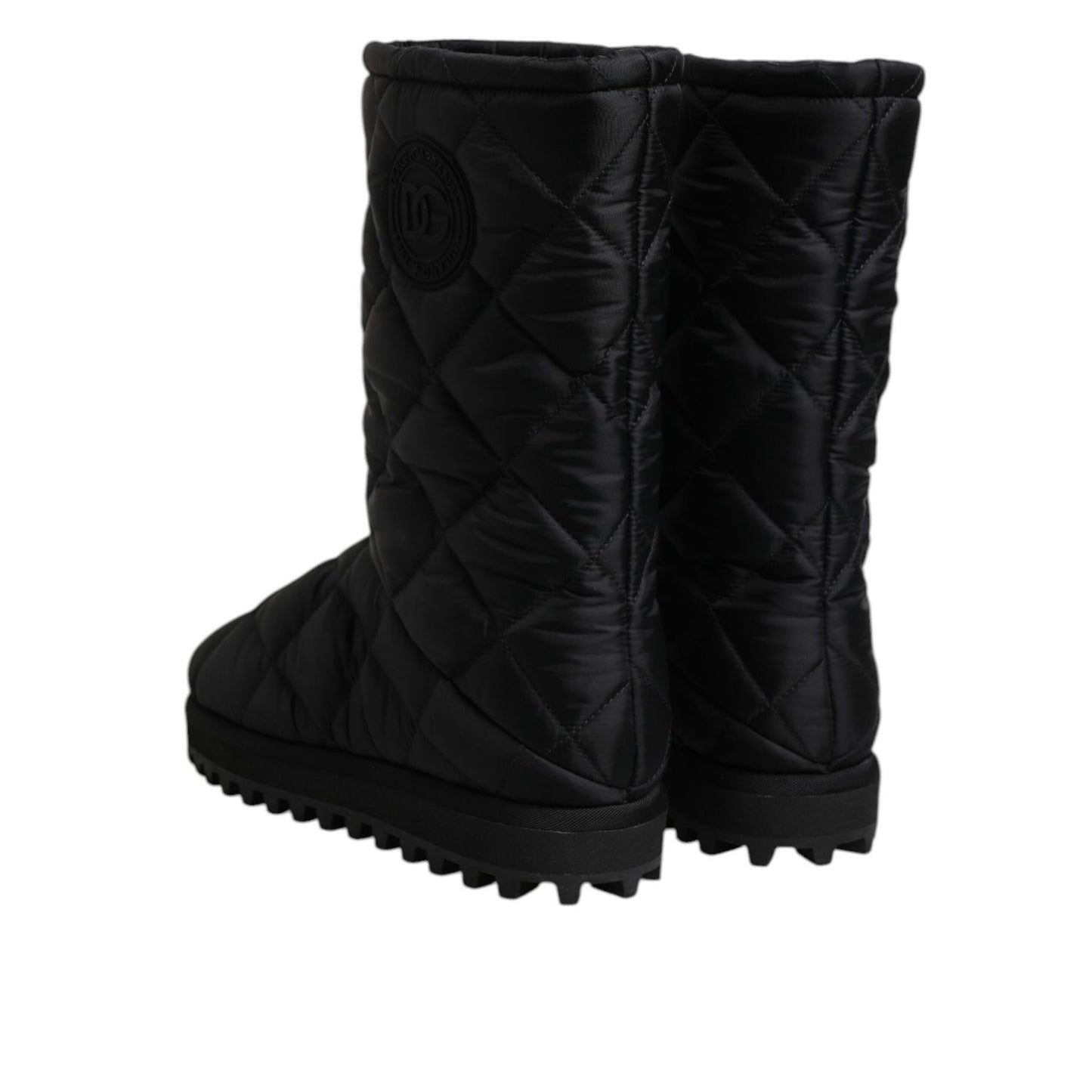 Dolce & Gabbana Black Polyester Padded Mid Calf Boots Winter Shoes