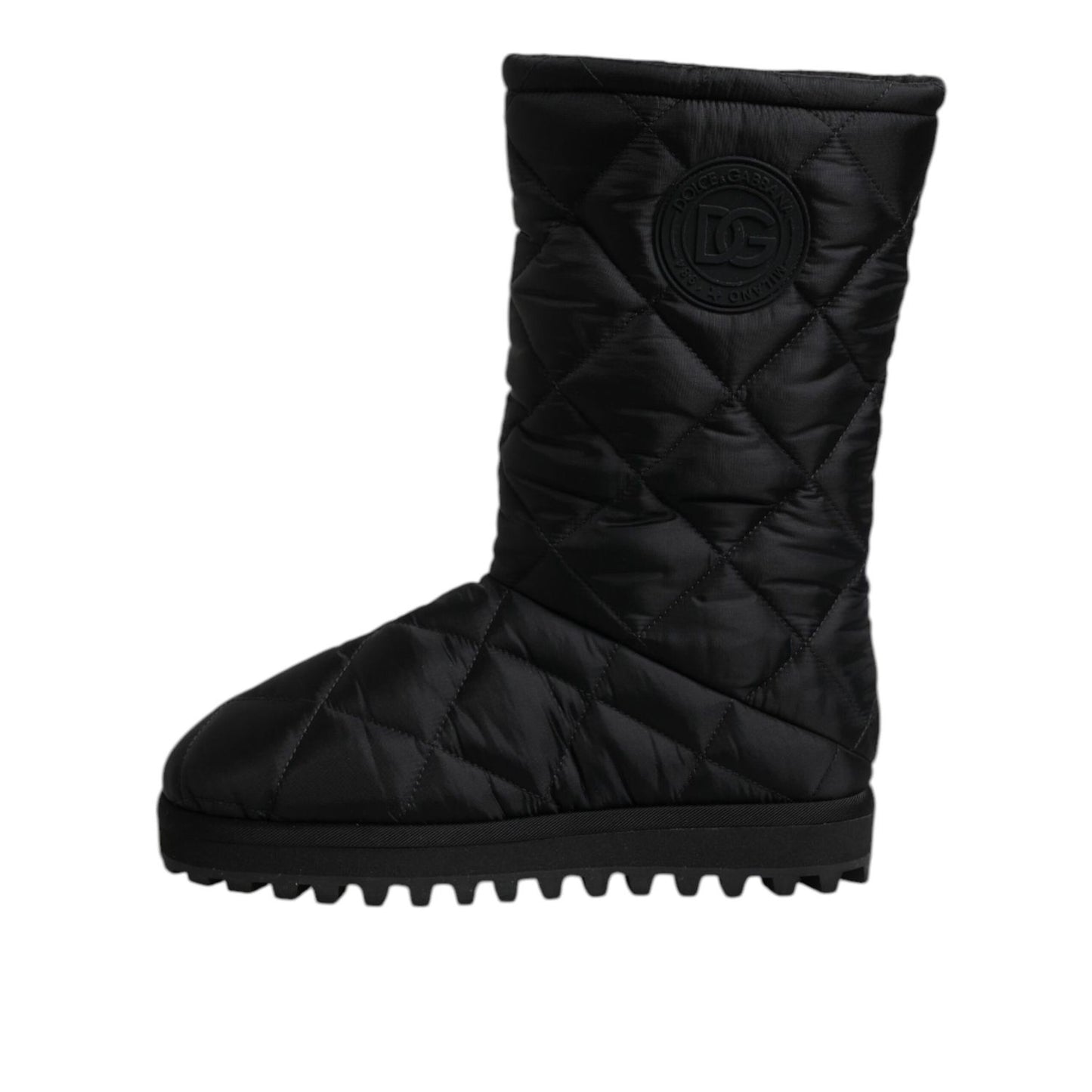Dolce & Gabbana Black Polyester Padded Mid Calf Boots Winter Shoes