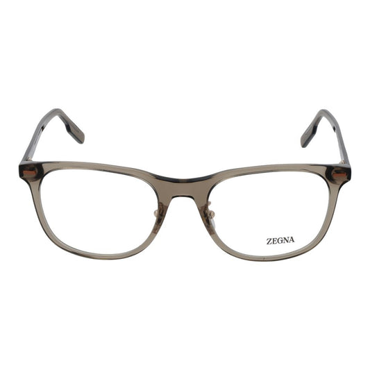 Ermenegildo Zegna Brown Men Glasses Frame in acetate with full-rim design and demo lenses, featuring brown color and 53mm lens width.