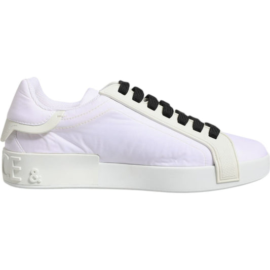Dolce & Gabbana White Nylon Leather Low Top Sneakers Shoes 1728,67345645728,Dolce & Gabbana,EU39/US6,Leather,Materials: Nylon,Men,Men - Shoes,New with tags,Shoes,Sneakers - Men - Shoes,White Dolce & Gabbana MV6654-39