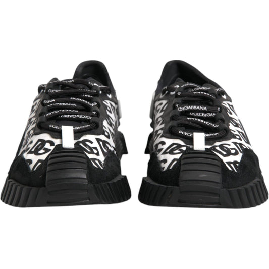 Dolce & Gabbana Black Logo Nylon Low Top NS1 Sneakers Shoes MV6683-45