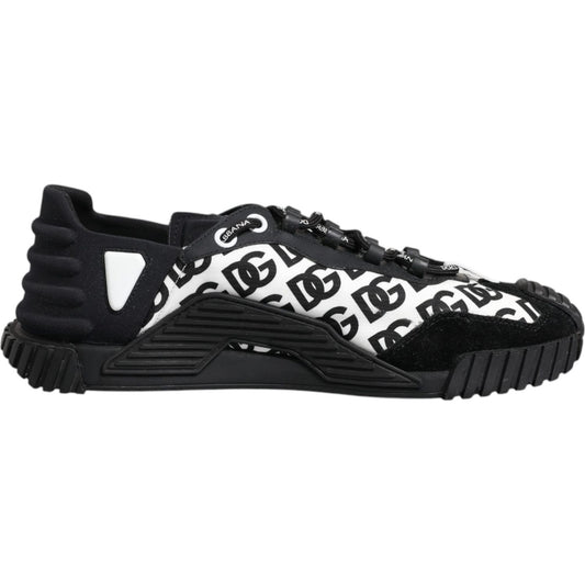 Dolce & Gabbana Black Logo Nylon Low Top NS1 Sneakers Shoes MV6683-45
