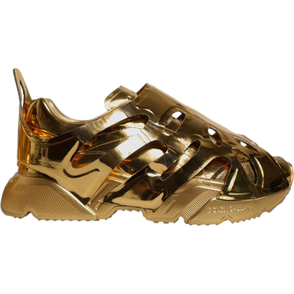 Dolce & Gabbana Gold Daymaster Leather Low Top Sneakers Shoes MV6709-45