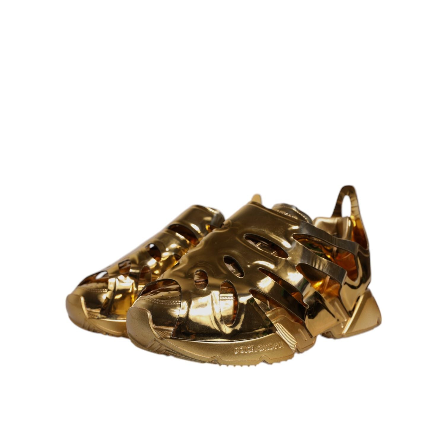 Dolce & Gabbana Gold Daymaster Leather Low Top Sneakers Shoes