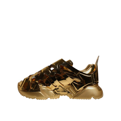 Dolce & Gabbana Gold Daymaster Leather Low Top Sneakers Shoes