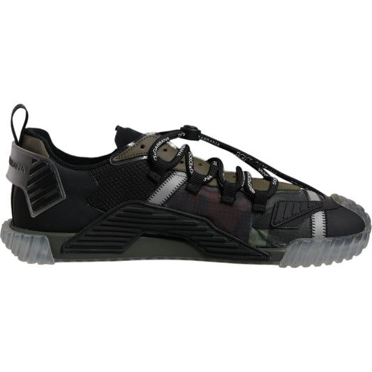 Dolce & Gabbana Black Green Camo NS1 Low Top Sneakers Shoes MV6727-44