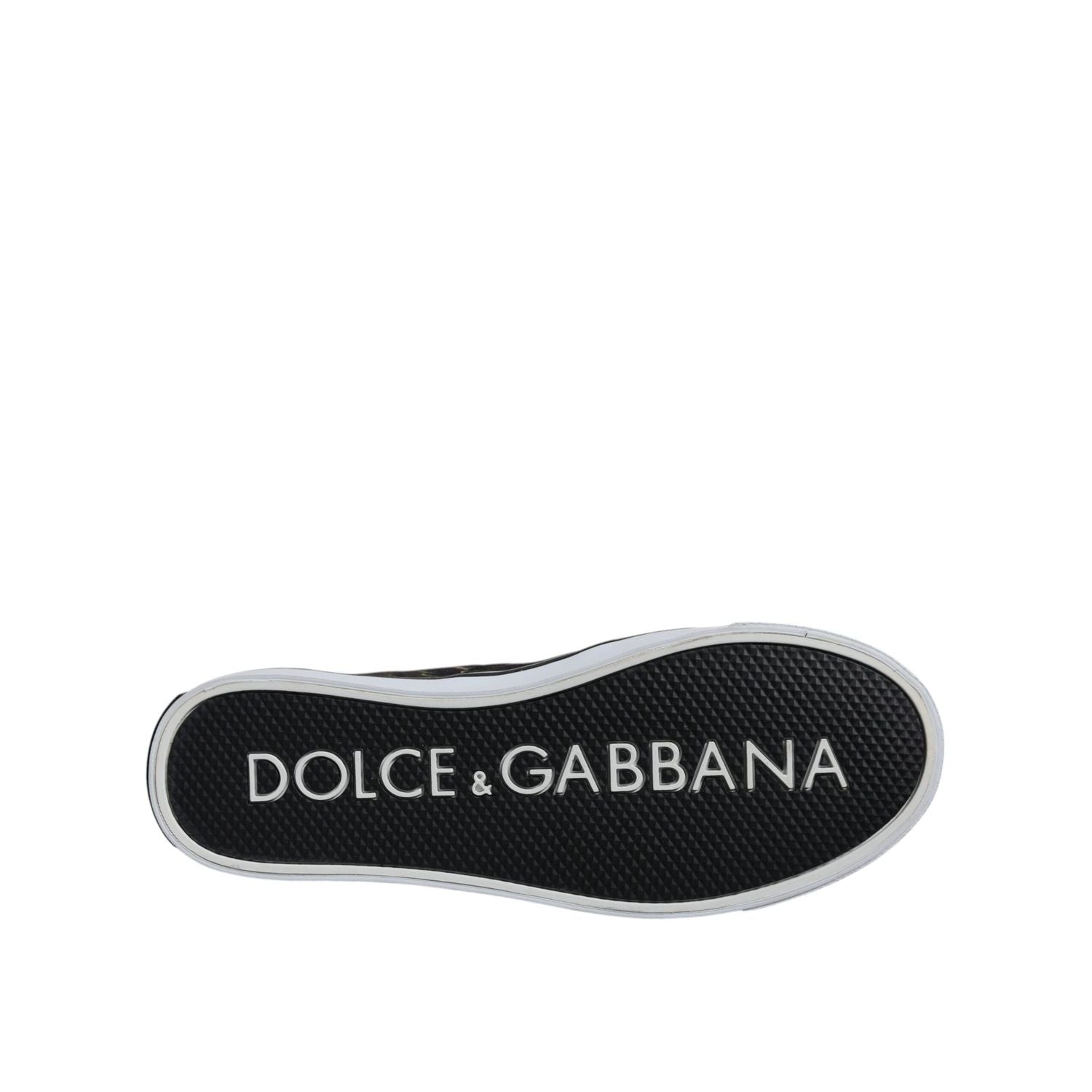 Dolce & Gabbana Black Tropical Print Low Top Sneakers Shoes