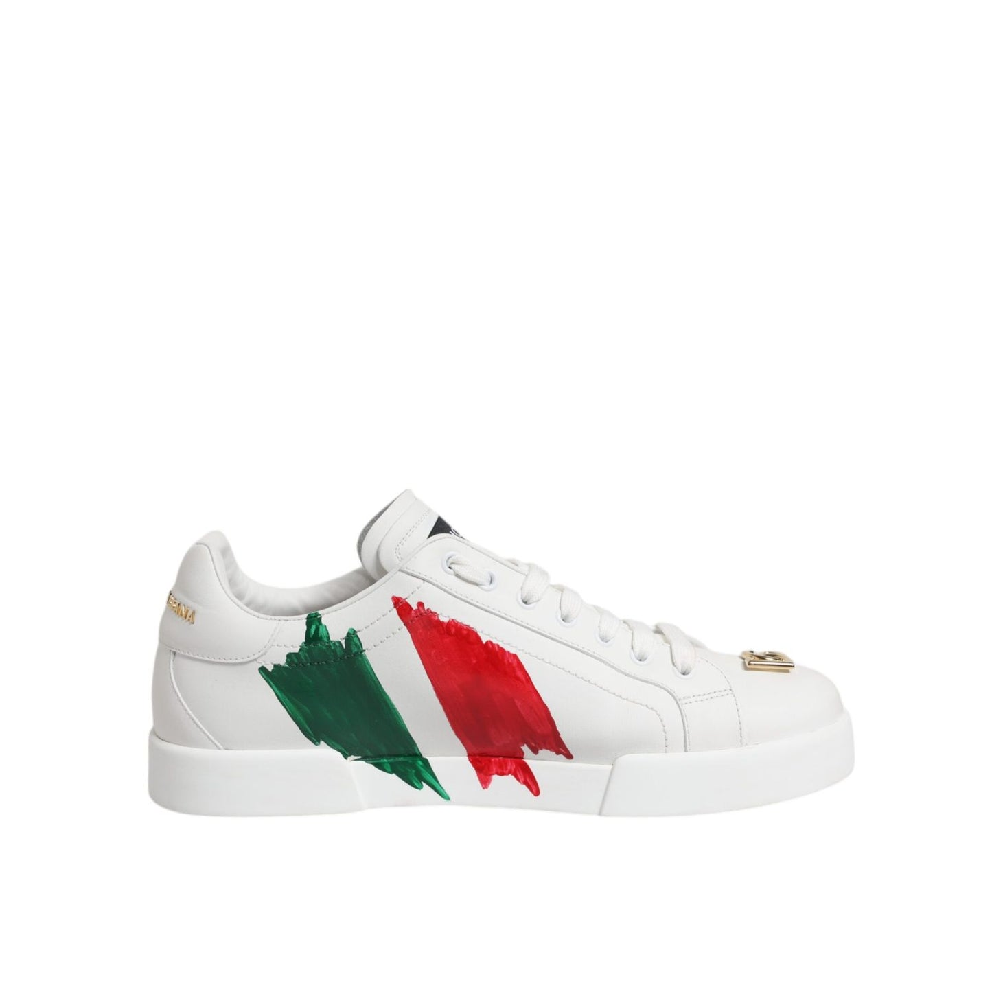 Dolce & Gabbana White Portofino Made In Italy Print Sneakers Shoes