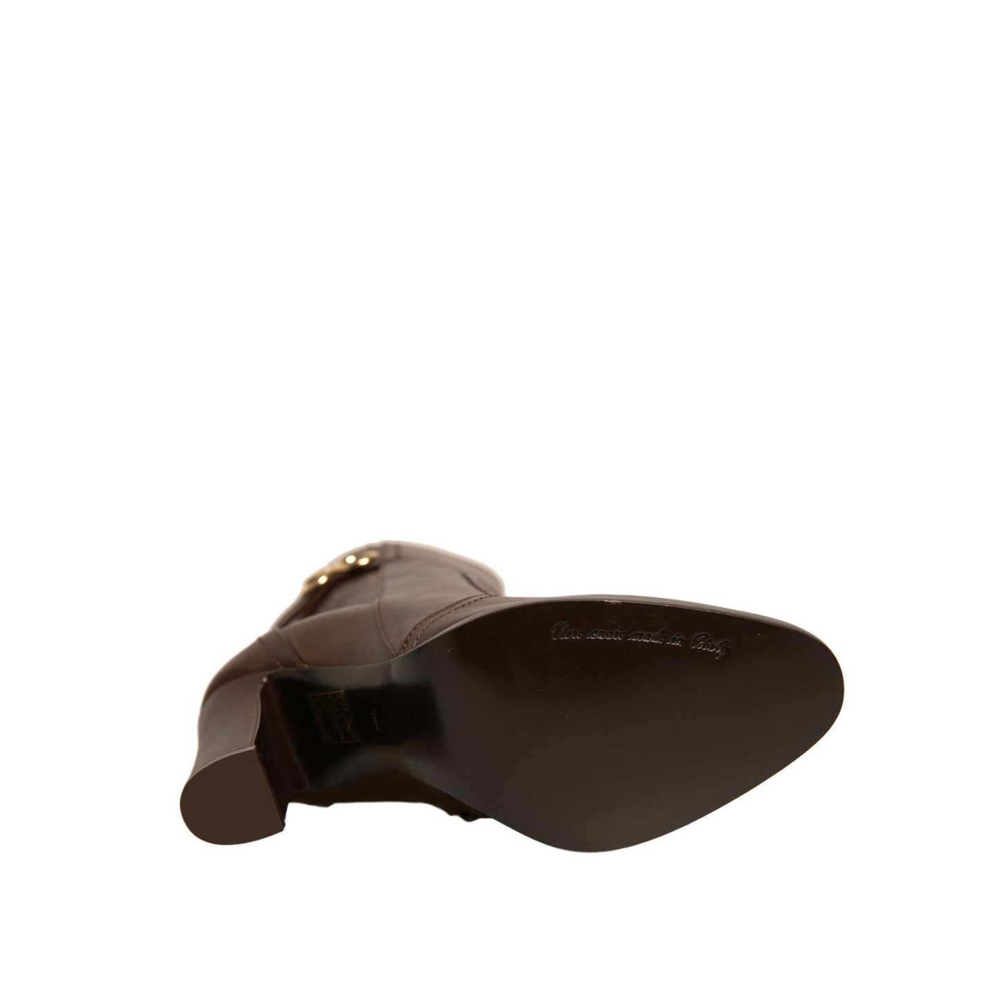 Dolce & Gabbana Brown Leather Heels Mid Calf Boots Shoes