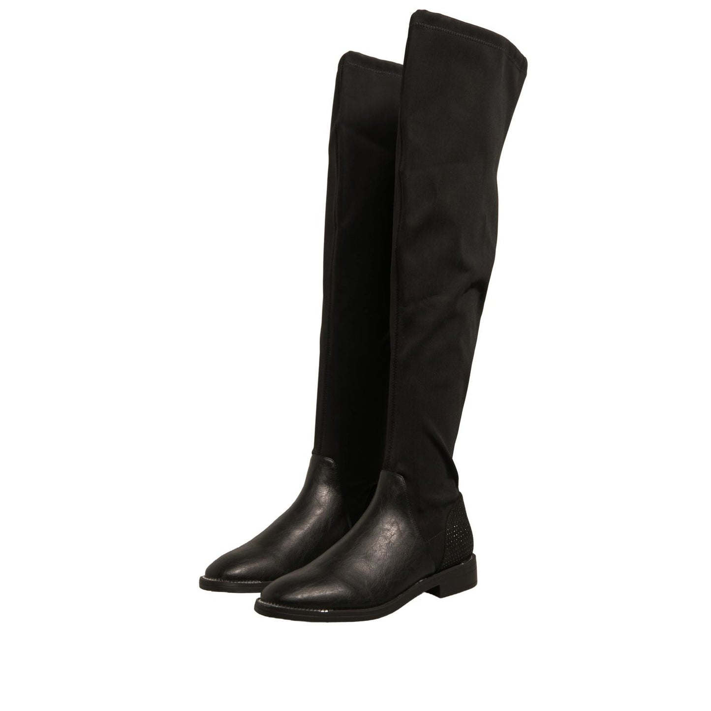 MY TWIN Black Leather Suede Flats High Boots Shoes