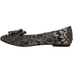 Dolce & Gabbana Silver Crystal Loafer Lace Ballet Flats Shoes LA12356-37
