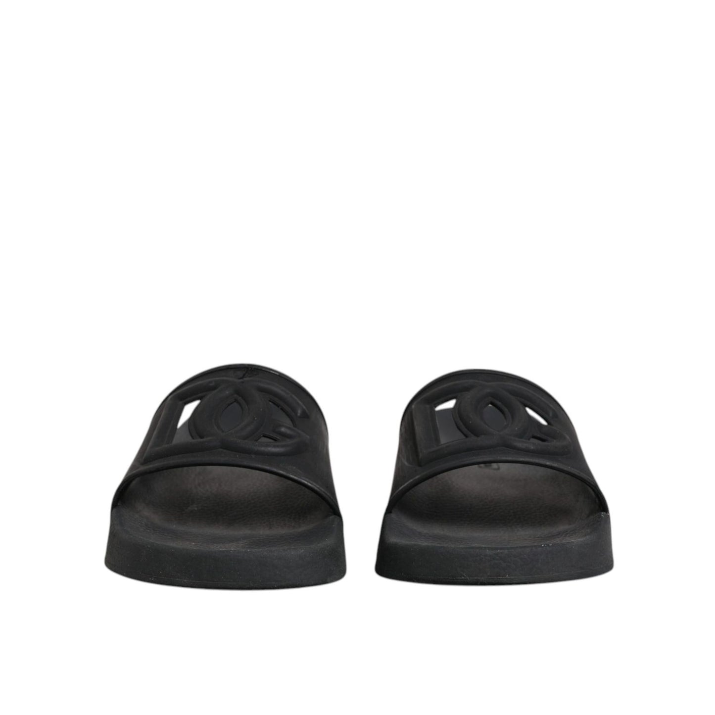 Dolce & Gabbana Black Rubber Slides Sandals Beachwear Shoes