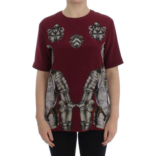 Dolce & Gabbana Enchanted Sicily Silk Blouse with Knight Print Dolce & Gabbana Dark Slate Gray