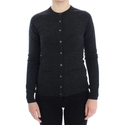Dolce & Gabbana Elegant Gray Wool Cardigan Sweater Dolce & Gabbana Black