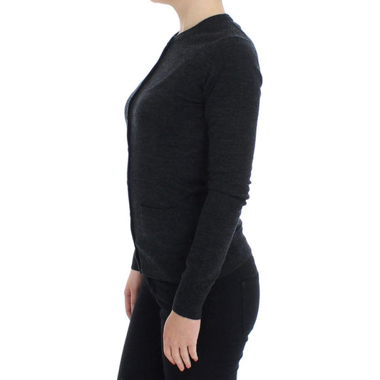 Dolce & Gabbana Elegant Gray Wool Cardigan Sweater Dolce & Gabbana Black