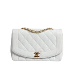 Chanel White Medium Classic DIANA Shoulder Bag Gold Plated Purse