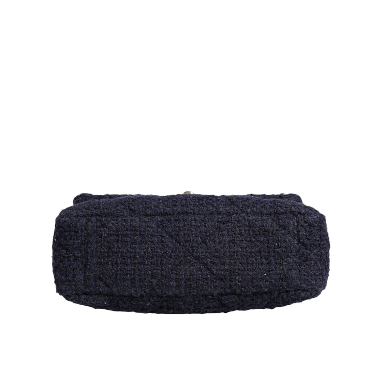 Chanel Dark Blue Medium Flap Tweed CC Gold Gray Chain Shoulder Bag CHA181