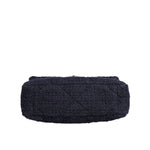 Chanel Dark Blue Medium Flap Tweed CC Gold Gray Chain Shoulder Bag CHA181