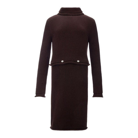 Bottega Veneta Elegant Viscose Brown Dress Bottega Veneta Black