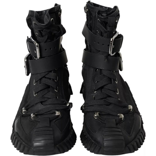 Dolce & Gabbana Black Nylon NS1 High Top Sneakers Shoes LA10952-38