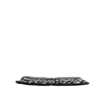 Dolce & Gabbana Multicolor Leopard Jacquard Logo Plaque Men Pouch Bag