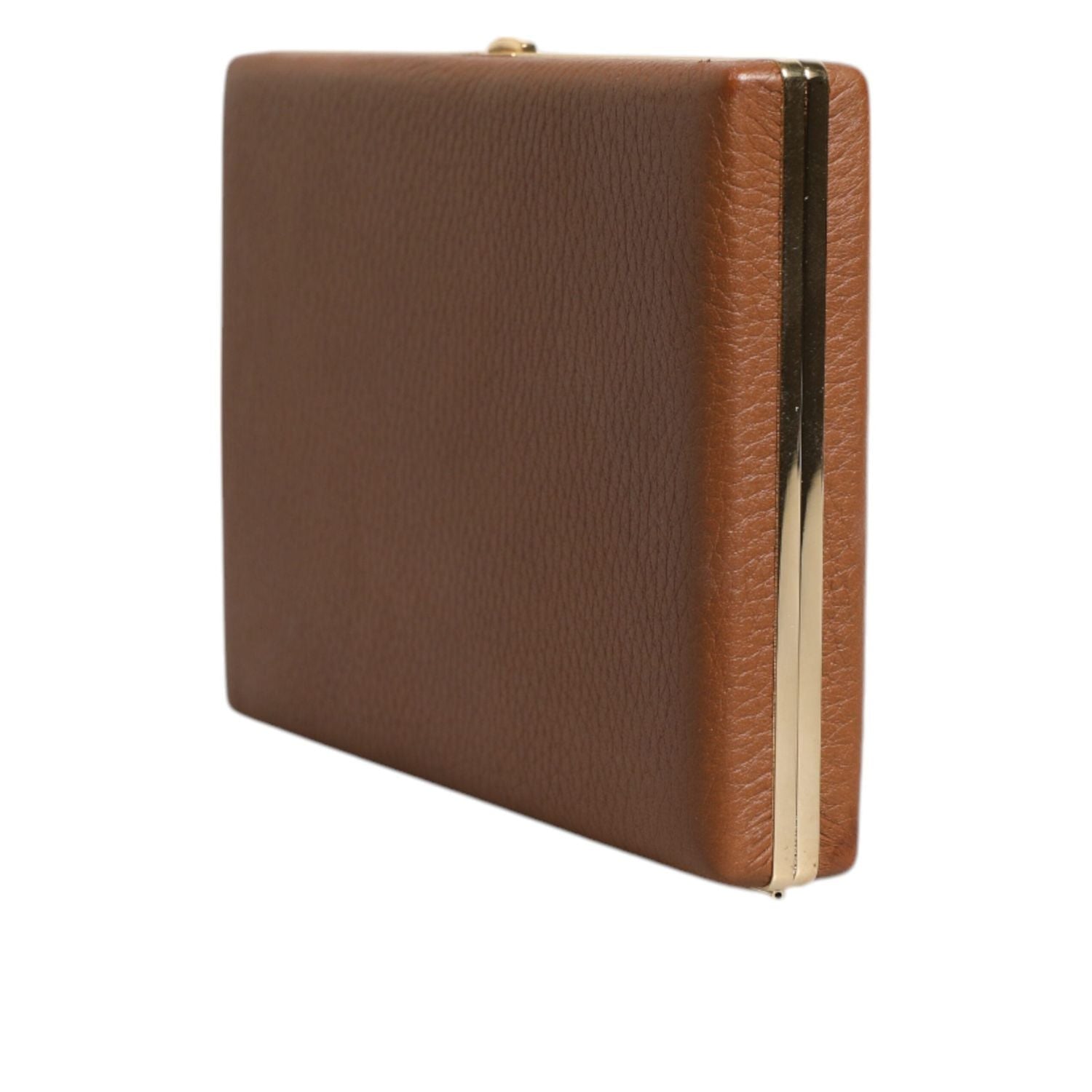 Dolce & Gabbana Brown Leather Clutch Evening Crossbody Bag