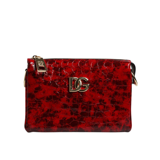 Dolce & Gabbana Red Exotic Leather DG Logo Women Crossbody Bag