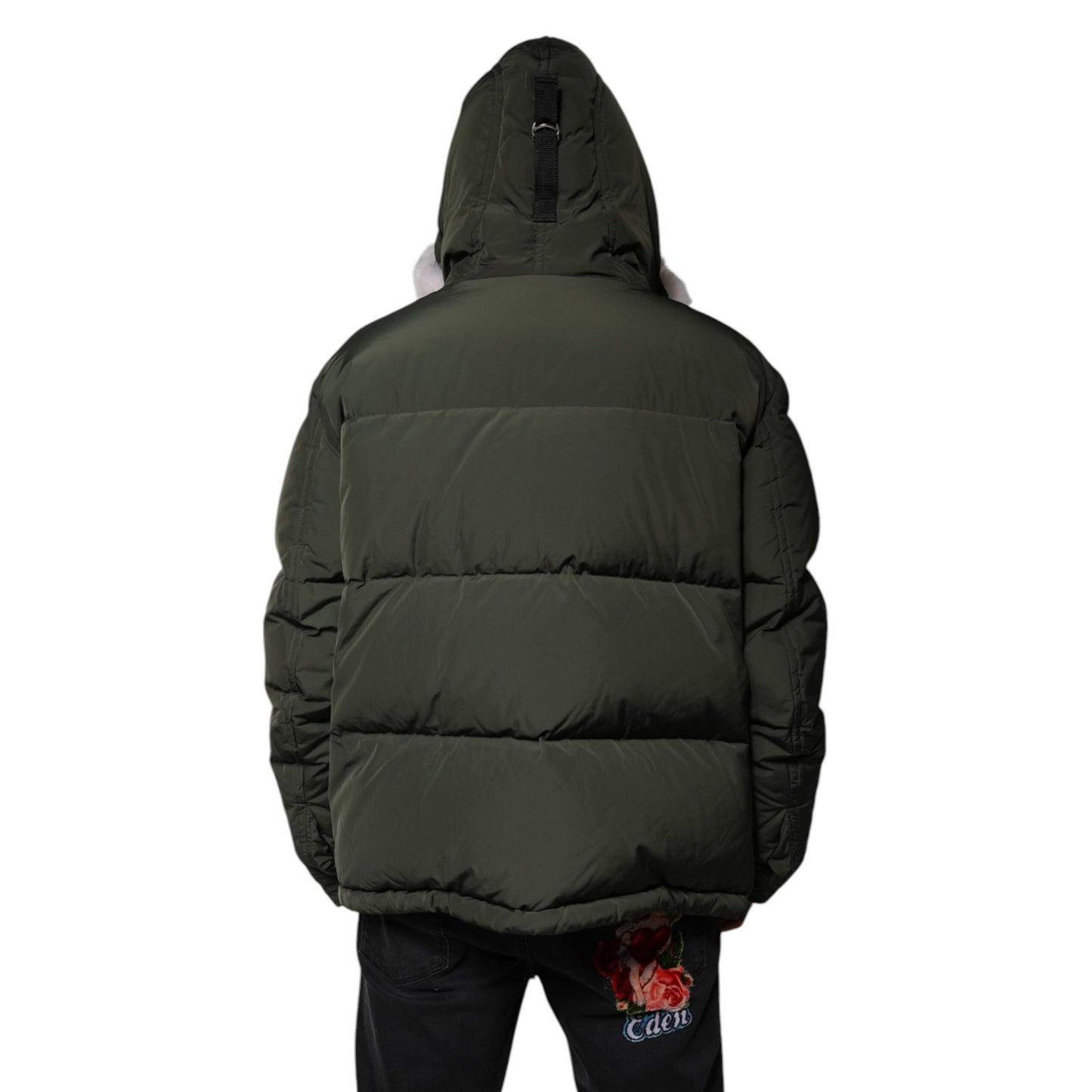 Dsquared² Green Hooded Long Sleeves Fur Shearling Jacket Dsquared²