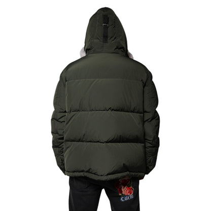 Dsquared² Green Hooded Long Sleeves Fur Shearling Jacket Dsquared²